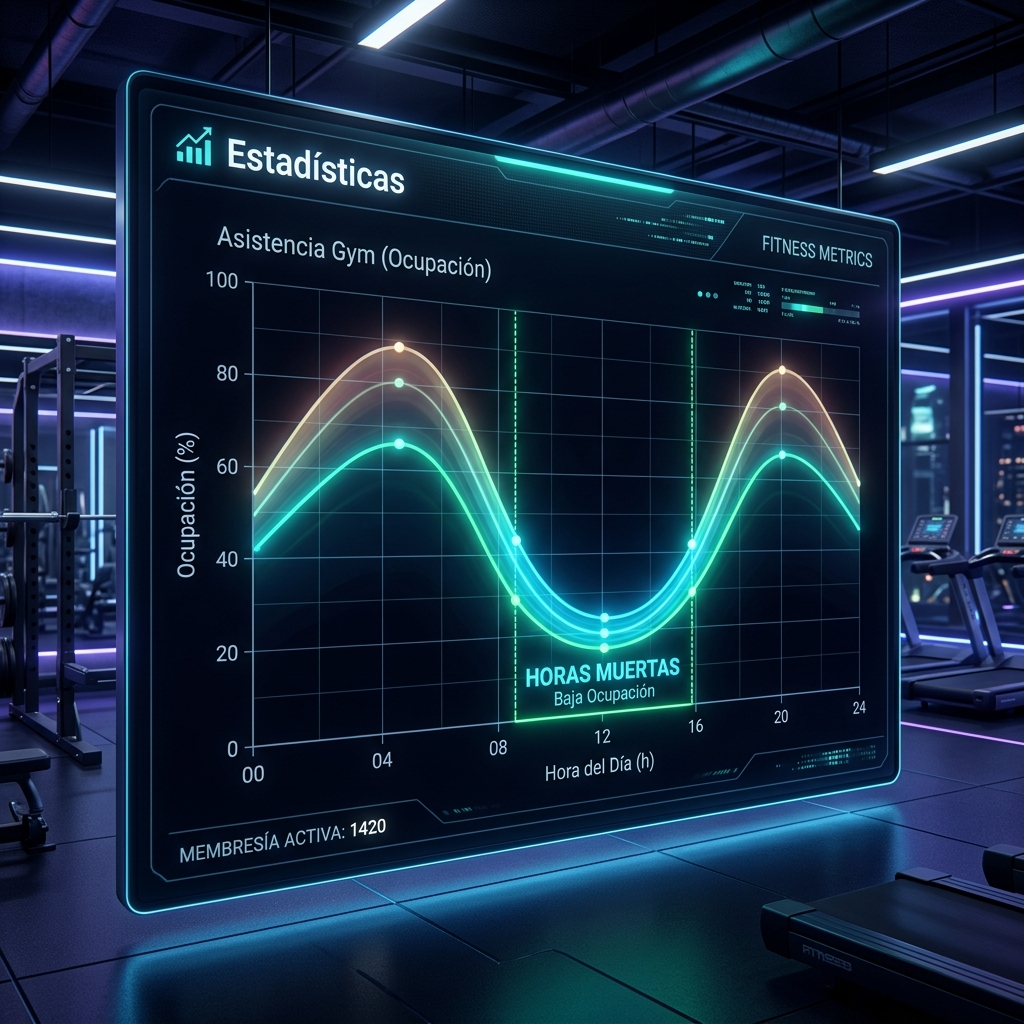Dashboard de monitoreo horas muertas gimnasio